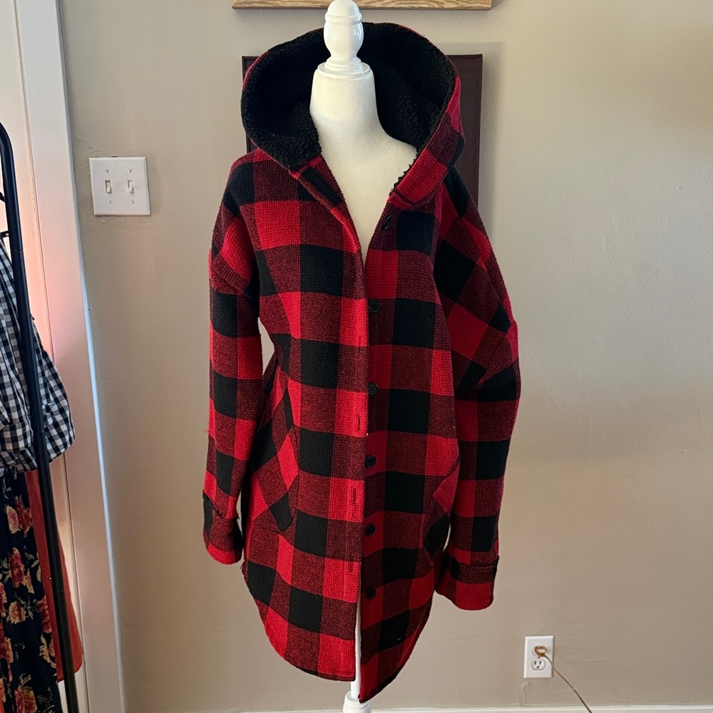 Cozy Red and Black Plaid Women's Utility Jacket